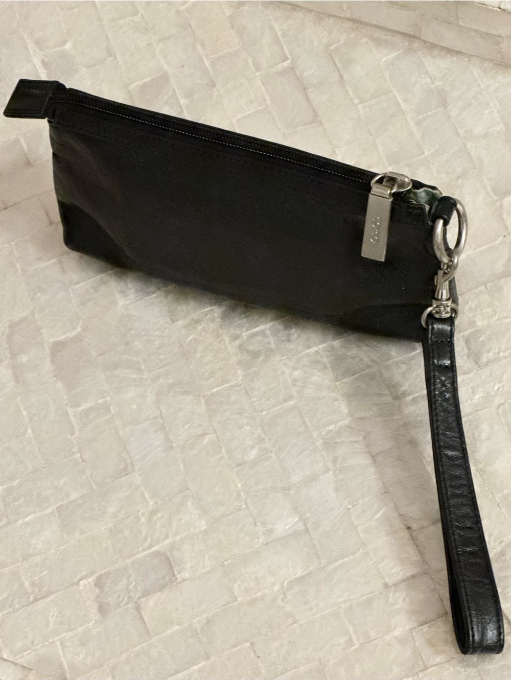 Top Grain Leather Black Wristlet Clutch HOBO international brand real leather